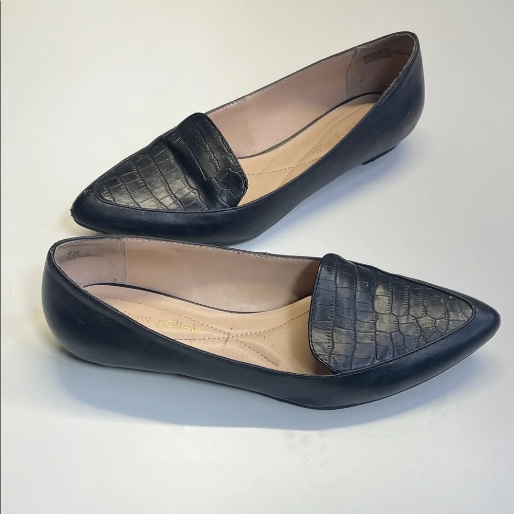 Andrew‎ Geller Black Croc-Patterned Loafers